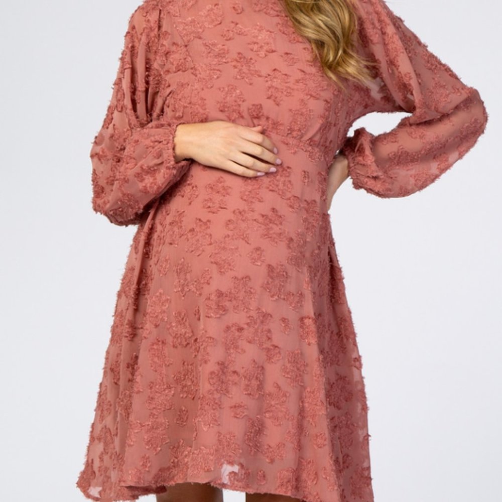 Mauve Chiffon Flocked Floral Matternity